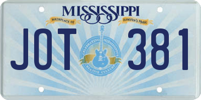 MS license plate JOT381