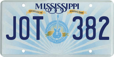 MS license plate JOT382