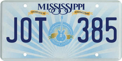 MS license plate JOT385