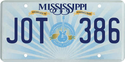 MS license plate JOT386
