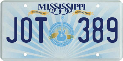 MS license plate JOT389