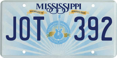 MS license plate JOT392