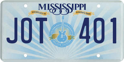 MS license plate JOT401