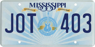 MS license plate JOT403