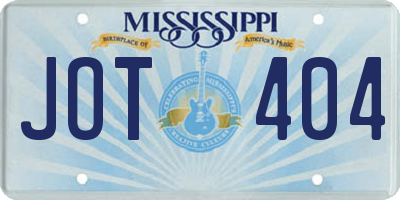 MS license plate JOT404