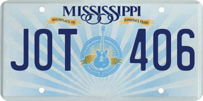 MS license plate JOT406