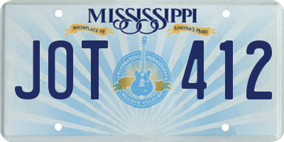 MS license plate JOT412