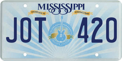 MS license plate JOT420