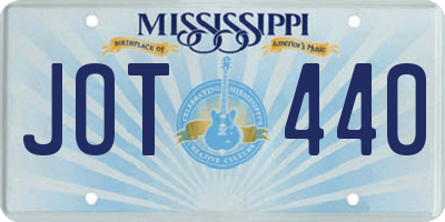 MS license plate JOT440