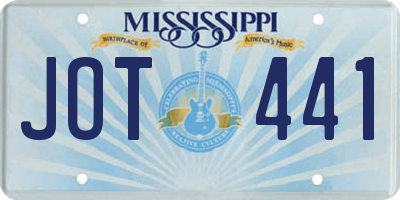 MS license plate JOT441