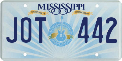 MS license plate JOT442