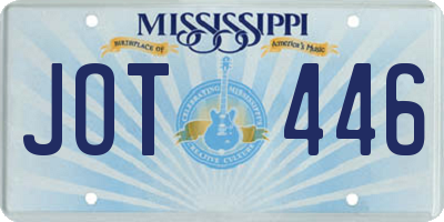MS license plate JOT446