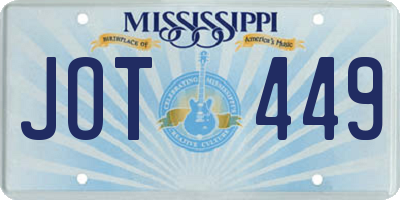 MS license plate JOT449