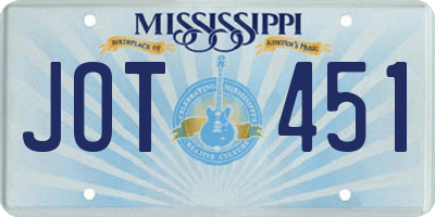 MS license plate JOT451