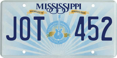 MS license plate JOT452