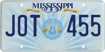 MS license plate JOT455