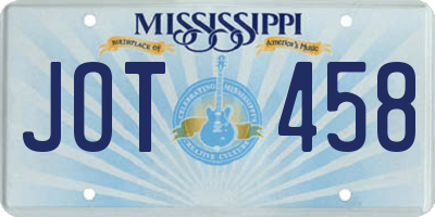MS license plate JOT458