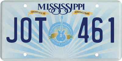 MS license plate JOT461