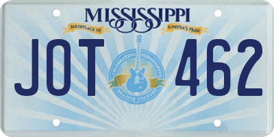MS license plate JOT462