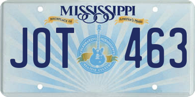 MS license plate JOT463