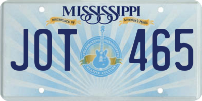 MS license plate JOT465