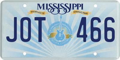 MS license plate JOT466