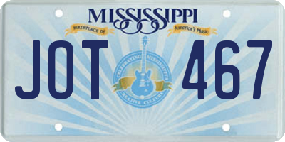 MS license plate JOT467