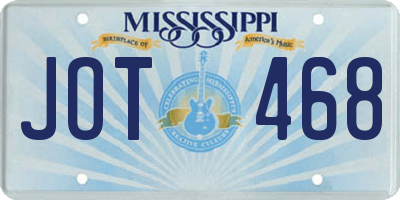 MS license plate JOT468