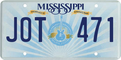MS license plate JOT471