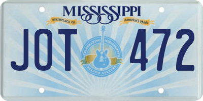 MS license plate JOT472