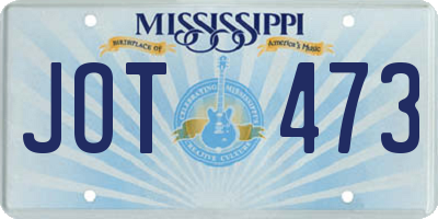 MS license plate JOT473