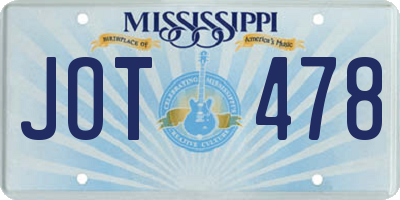MS license plate JOT478