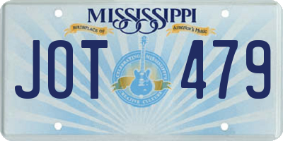 MS license plate JOT479