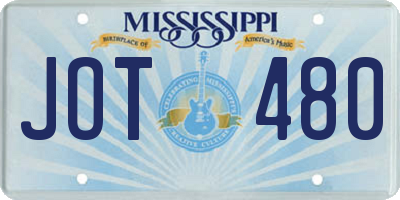 MS license plate JOT480