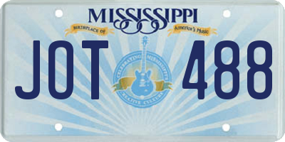 MS license plate JOT488