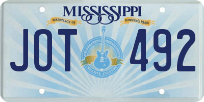 MS license plate JOT492