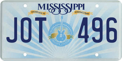 MS license plate JOT496