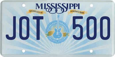 MS license plate JOT500