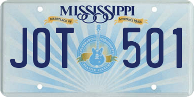 MS license plate JOT501