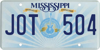 MS license plate JOT504