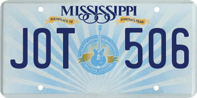 MS license plate JOT506