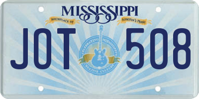 MS license plate JOT508