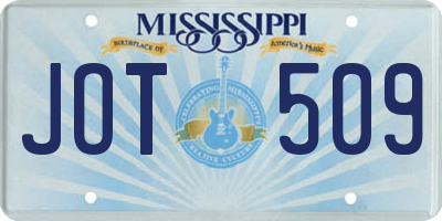 MS license plate JOT509