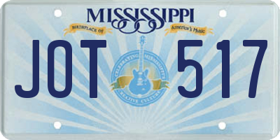 MS license plate JOT517