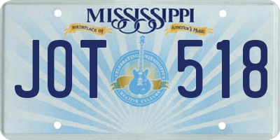 MS license plate JOT518
