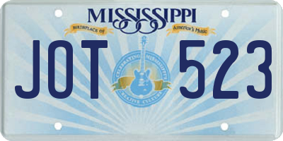 MS license plate JOT523