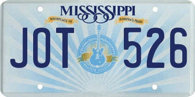 MS license plate JOT526