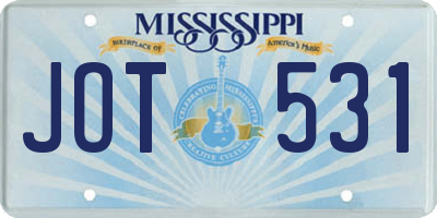 MS license plate JOT531