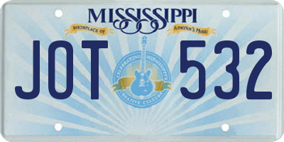 MS license plate JOT532