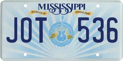 MS license plate JOT536